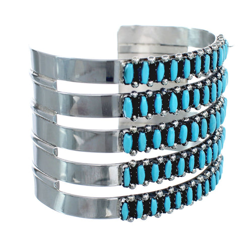 Zuni Turquoise Needlepoint Genuine Sterling Silver Cuff Bracelet AX124827